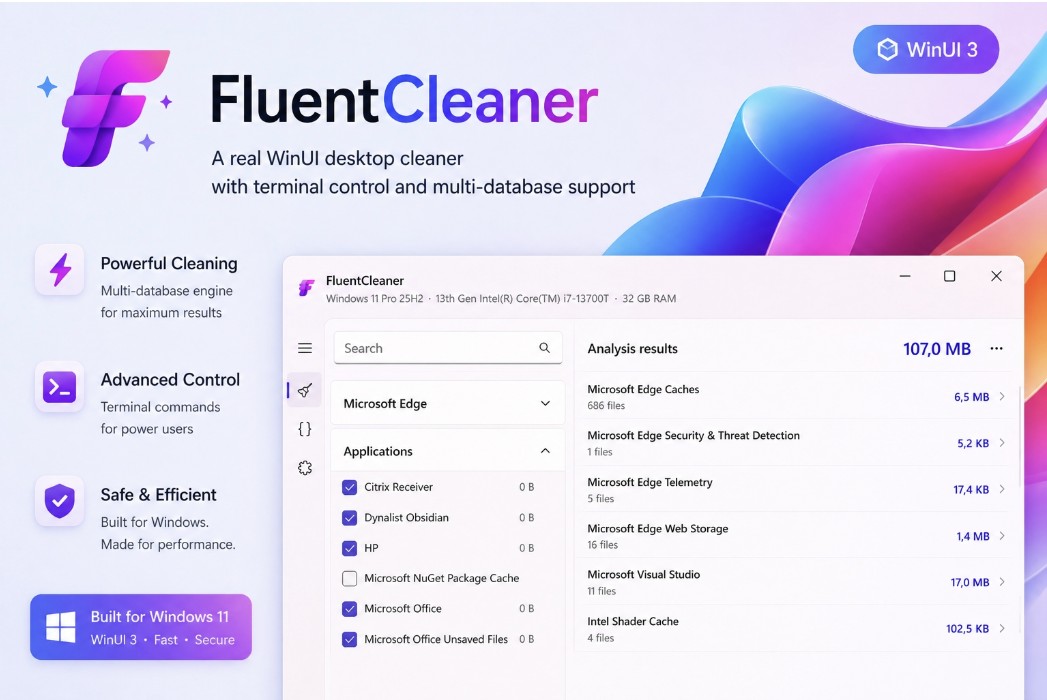 FluentCleaner v26.07.04 免费的Windows系统清理工具-山海之花 - 宝藏星球屋