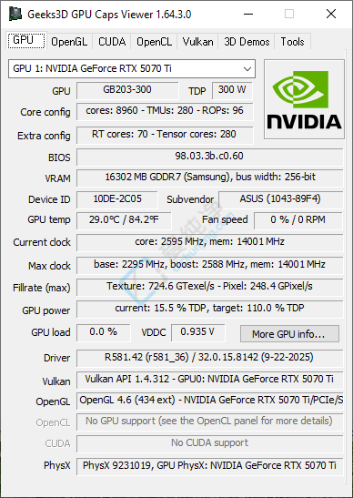 GPU Caps Viewer v1.64.3 显卡信息检测工具-山海之花 - 宝藏星球屋