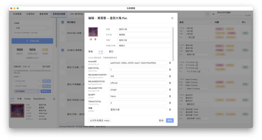 乐库管理：本地音频整理与双库同步辅助工具 截图