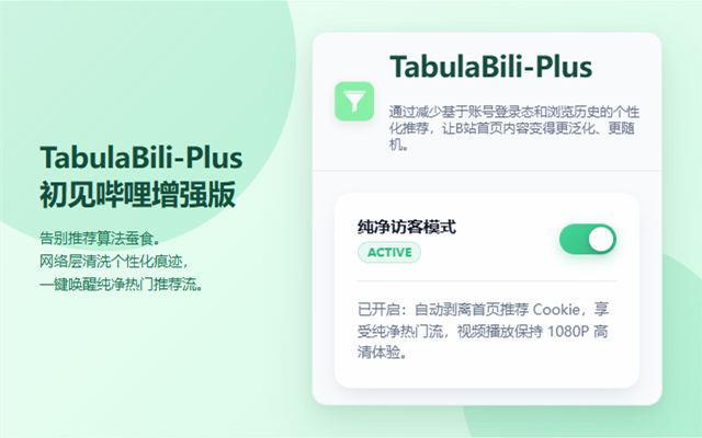 TabulaBili-Plus：净化B站首页推荐并解锁全高清画质的浏览器扩展-山海之花 - 宝藏星球屋
