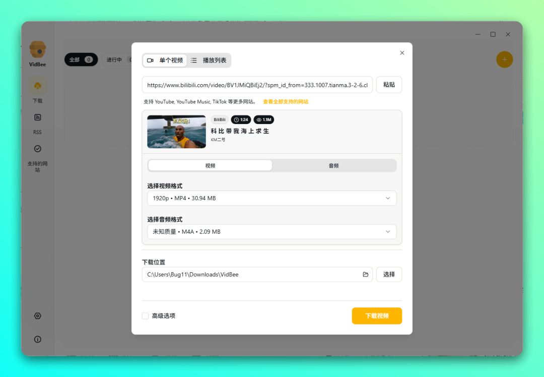 VidBee 视频下载工具：跨平台聚合下载与自动同步助手-山海之花 - 宝藏星球屋