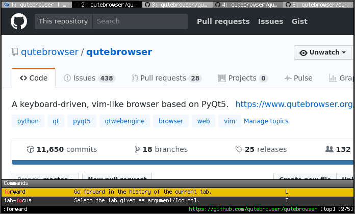 QuteBrowser 键盘驱动浏览器：为高效率用户打造的极简上网工具 截图