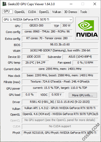 GPU Caps Viewer 1.64.3 绿色版：显卡信息检测与性能基准测试-山海之花 - 宝藏星球屋