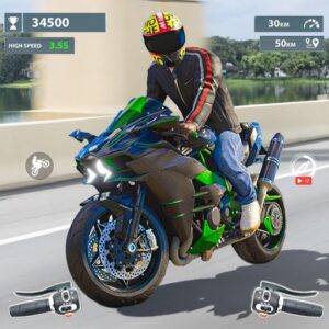 《Traffic Bike: Driving City 3D》v2.2.9 手机MOD版！在城市车流中穿行并累积加速槽，用限时爆发完成穿梭，胜负取决于路线规划与刹车时机