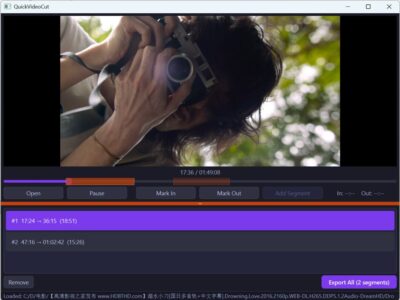 QuickVideoCut 开源视频剪切工具：无损快剪与批量处理-山海之花 - 宝藏星球屋