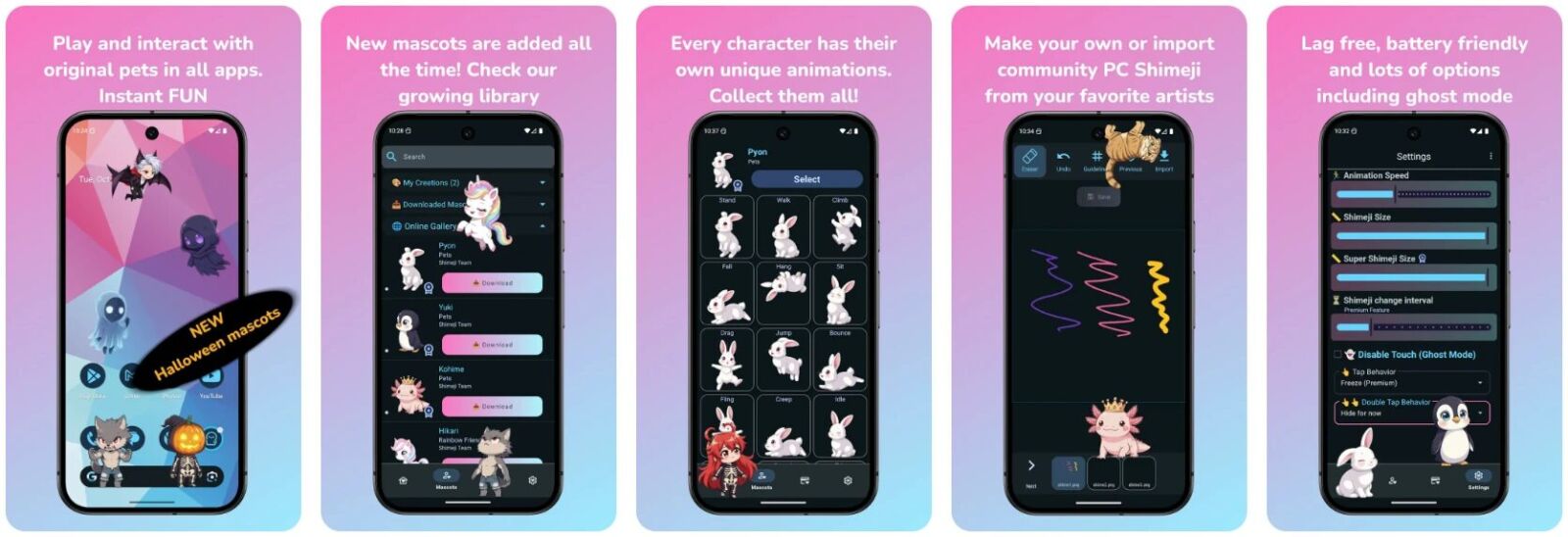 Shimeji 手机桌宠：在 Android 桌面放置动画角色的轻量工具 截图