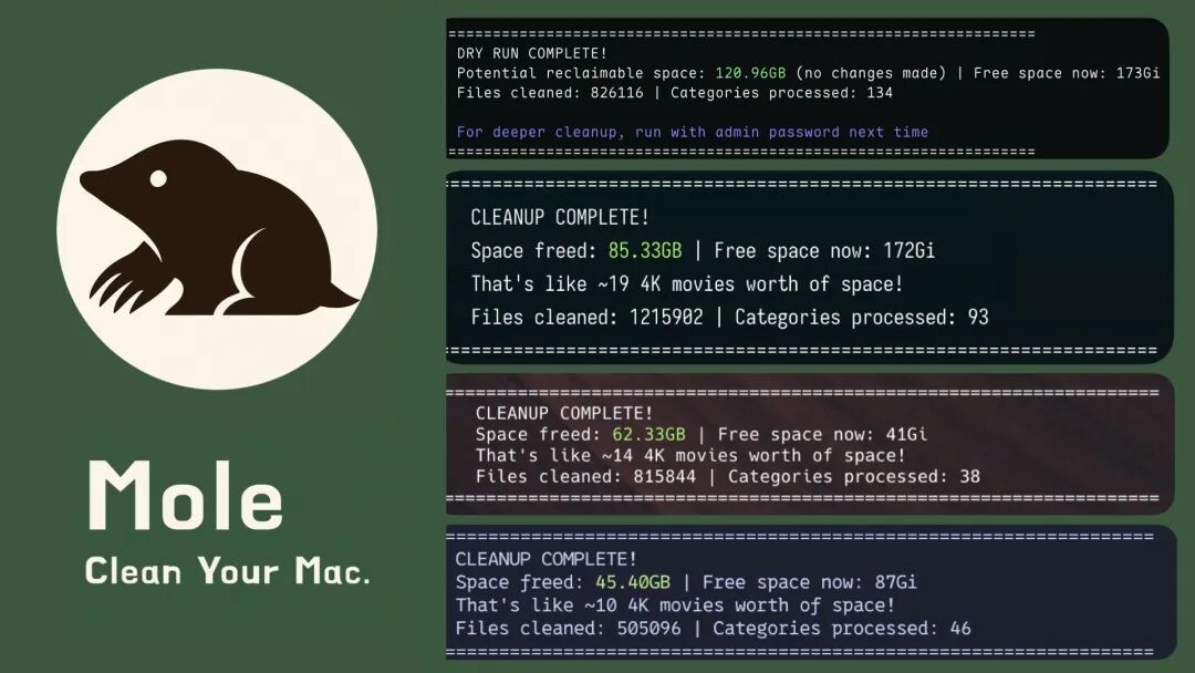 Mole 垃圾清理工具：开源轻量，帮你深度清理 macOS 空间 截图
