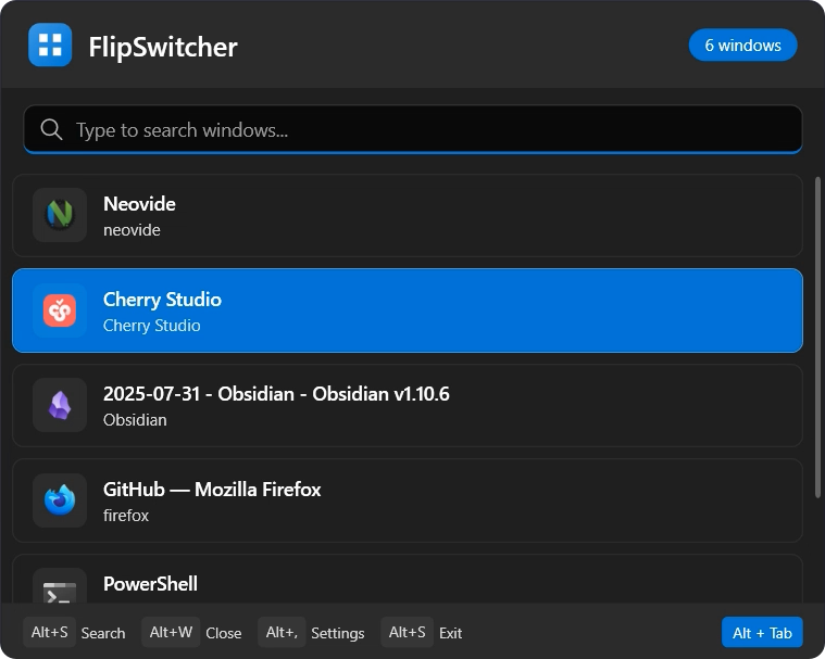 FlipSwitcher 窗口切换工具：用 Fluent 2 设计重塑 Alt--山海之花 - 宝藏星球屋