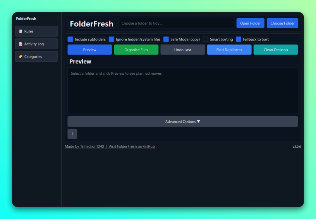 FolderFresh 文件夹自动整理工具：让混乱目录变得井井有条-山海之花 - 宝藏星球屋