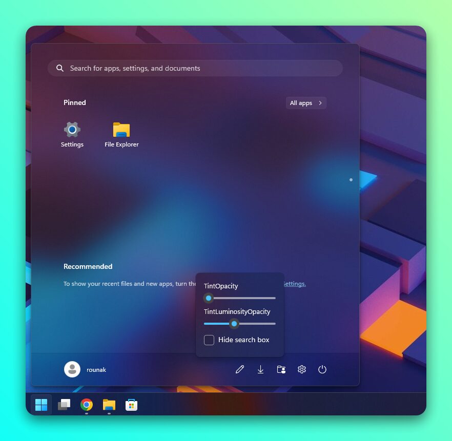 TranslucentSM 开始菜单透明调整工具：轻量美化 Win11 启动界面 截图