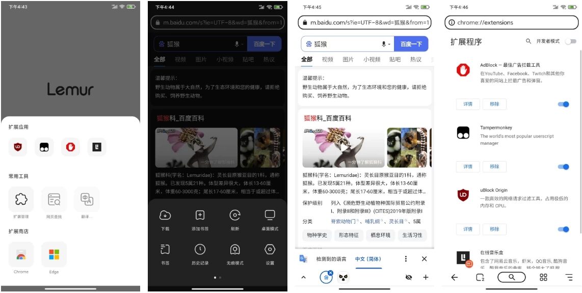 Lemur 狐猴浏览器：内置扩展支持与隐私保护的移动上网工具 截图