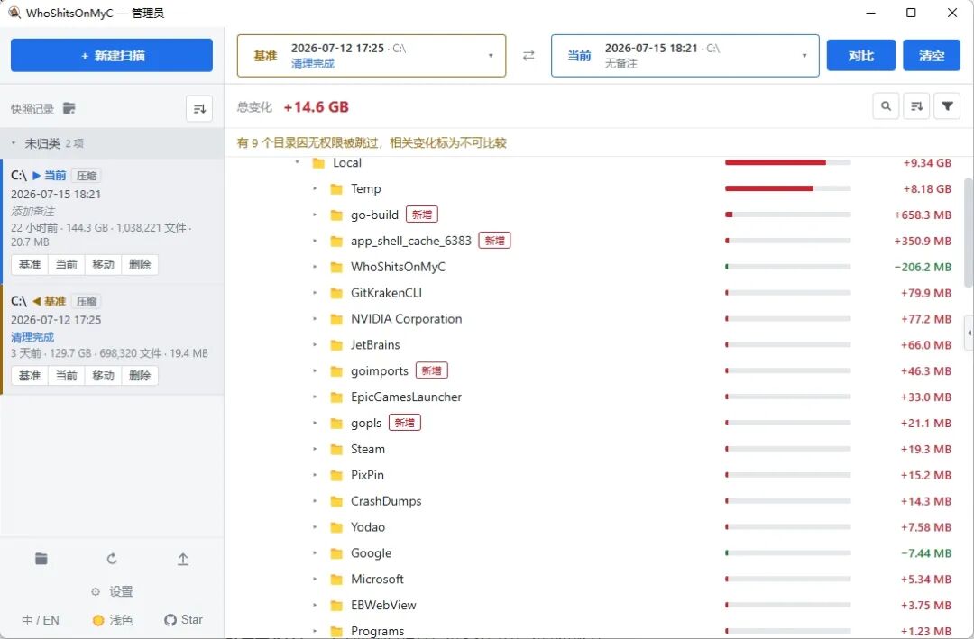 WhoShitsOnMyC 磁盘空间分析工具:揪出占用 C 盘的元凶 截图