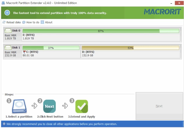 Macrorit Partition Extender 分区扩展工具:灵活调整磁 截图