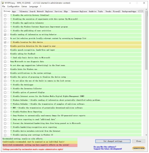 W10Privacy 系统隐私保护工具：管理与禁用 Windows 数据收集功能 截图