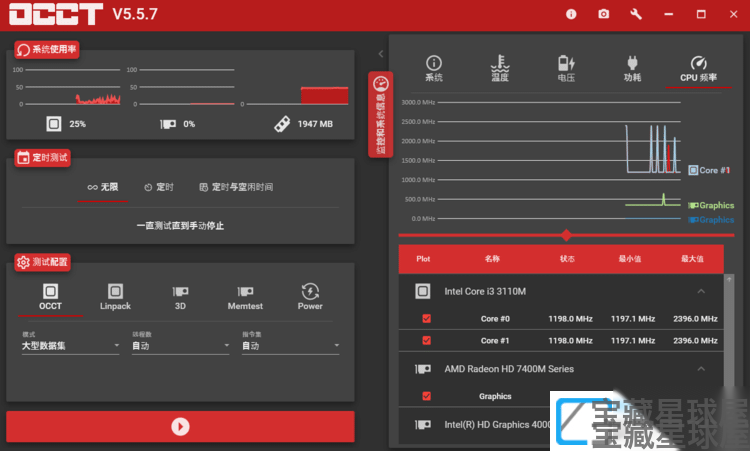 电源检测工具OCCT v16.0.1 单文件版截图