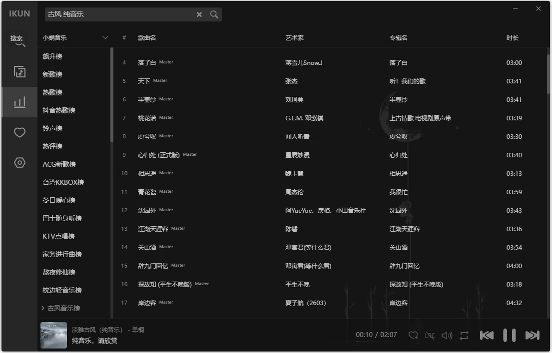 洛雪音乐桌面版:聚合多平台曲库的纯净音乐播放工具 截图
