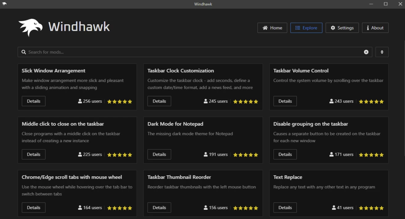 Windhawk 自定义修改工具:模块化定制 Win11 与 Win10 系统 截图