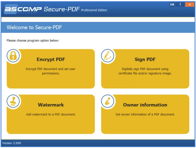 ASCOMP Secure-PDF Pro：PDF文件加密与权限保护工具 截图