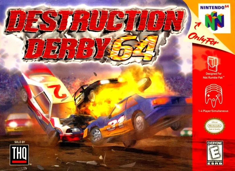 《德比破坏赛车64》一款N64平台3D多边形碰撞竞速游戏，在封闭竞技场中冲线同时-山海之花 - 宝藏星球屋