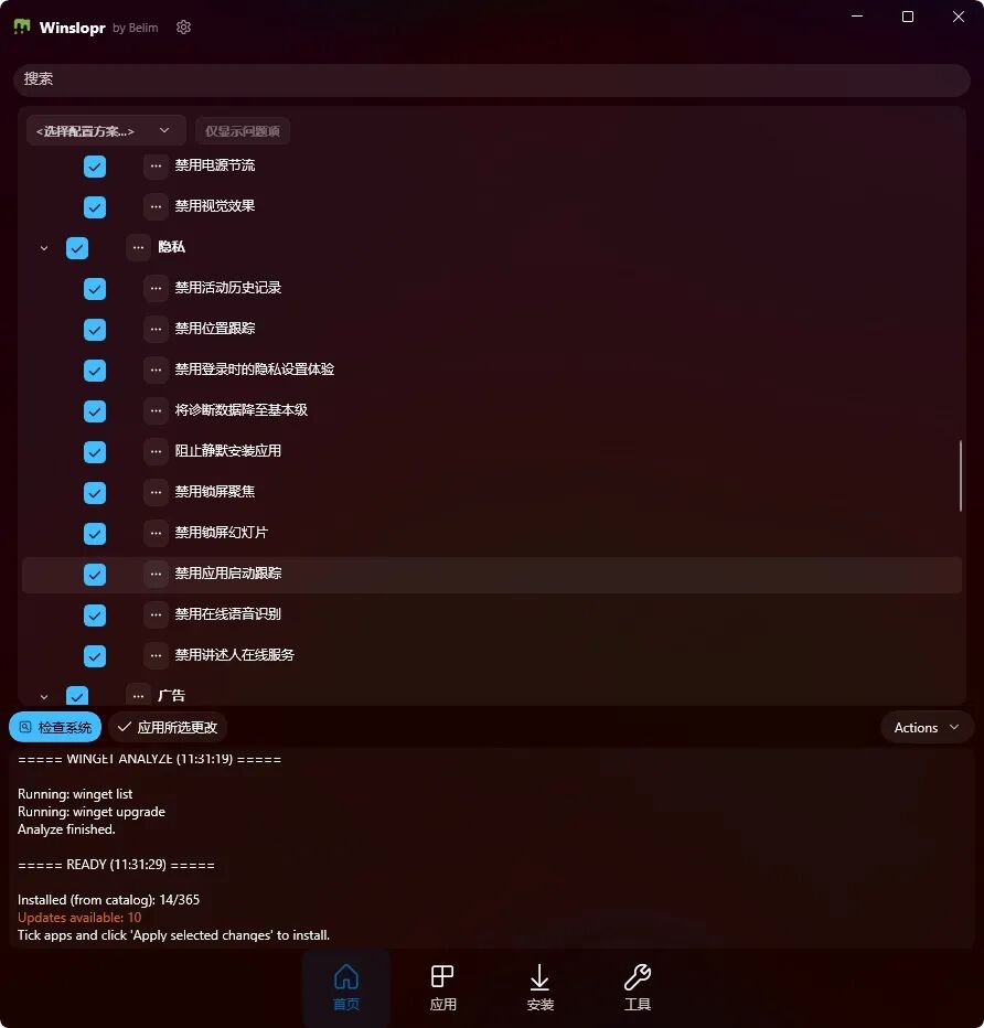 Winslopr 系统优化工具：一键禁用广告与清理 Win11 冗余组件-山海之花 - 宝藏星球屋