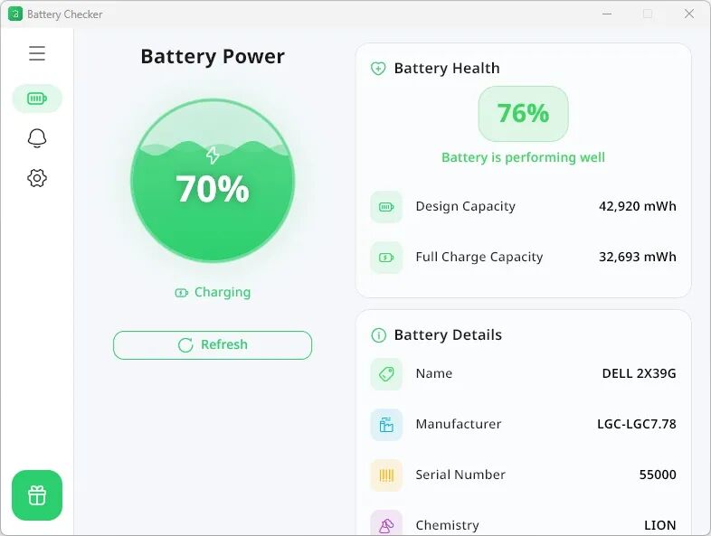 Battery Health Checker 电池健康监测：实时查看笔记本电池损-山海之花 - 宝藏星球屋