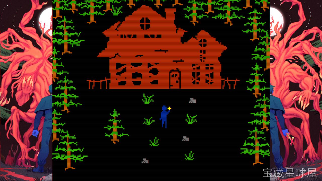 《信仰邪恶三相》一款以 8-bit 像素画风呈现的恐怖冒险游戏，改编自真实驱魔档案与都市传说。核心玩法是操控手持十字架的主角在迷宫般的老旧洋馆中探索，通过手电筒光照与圣水道具对抗随机出现的恶魔，利用磁带录音机记录线索解开三重仪式谜题，每一次-山海之花 - 宝藏星球屋