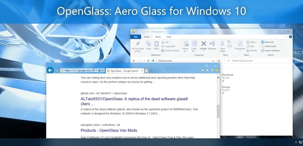 OpenGlass 系统美化工具：为 Windows 11 复现经典 Aero  截图