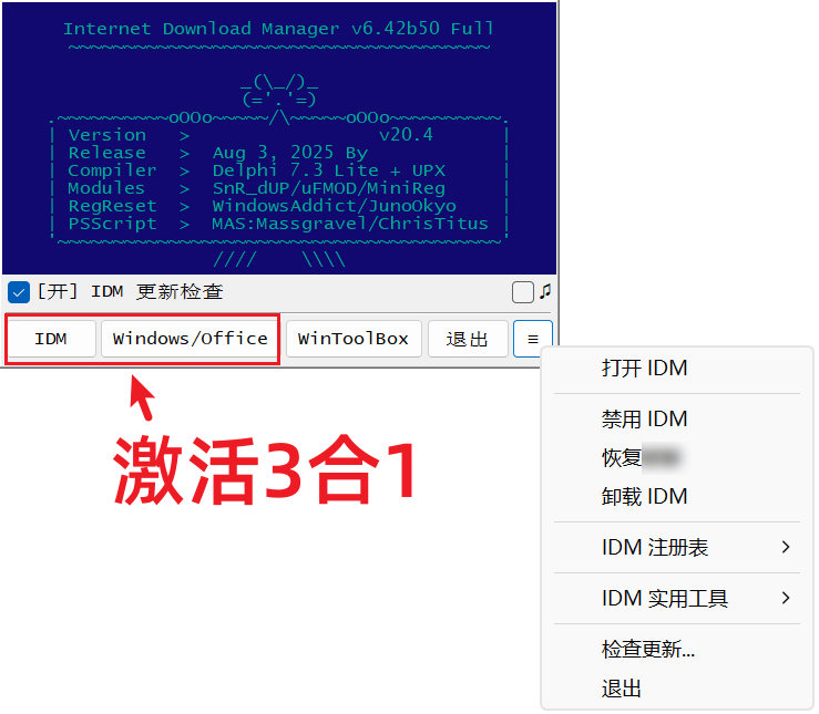 IDM激活工具 IDM v6.4 x v20.7，用于激活Internet Downloa 截图