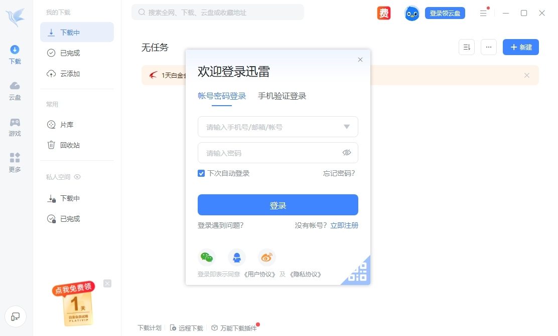 迅雷12 v12.4.12.4002/25.1.22.1660 一款专业下载工具截图