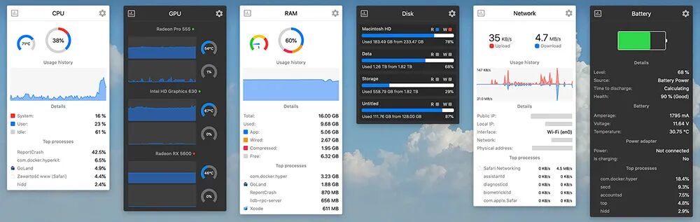 Stats macOS 菜单栏系统监控工具,实时查看硬件资源状态 截图