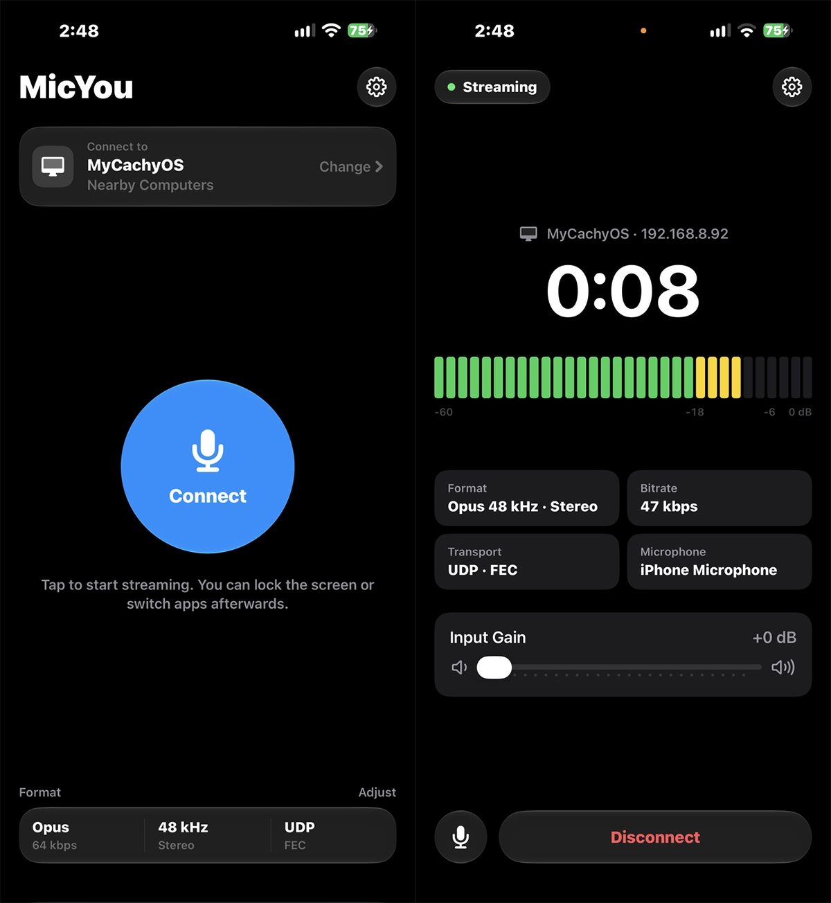 MicYou 手机麦克风工具：把旧 iPhone 变成电脑音频输入设备 截图