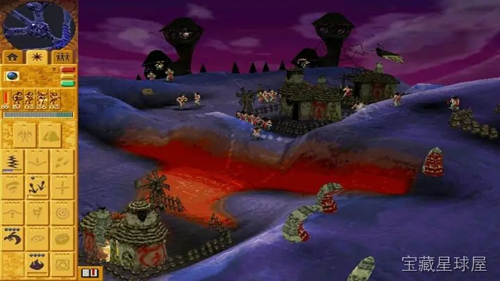 《Populous》以神祇俯瞰的像素大地为画布，玩家扮演创世意志，通过隆起山脉、沉降海渊改写地形，引导信徒迁徙、繁衍与征战，以神迹干预部落兴衰，在信仰博弈中体验造物主亲手书写文明史诗的孤寂与-山海之花 - 宝藏星球屋